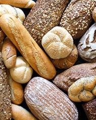 A variety of bread products.