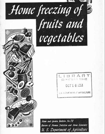 Cover of 1951 publication, Home Freezing of Fruits and Vegetables.