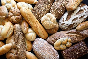 A variety of bread products.