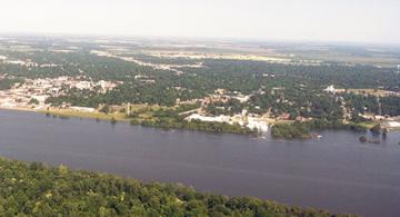 An aerial view of the Mississippi River.