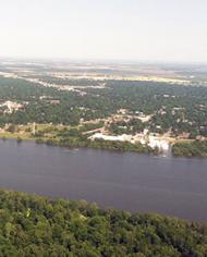 An aerial view of the Mississippi River.